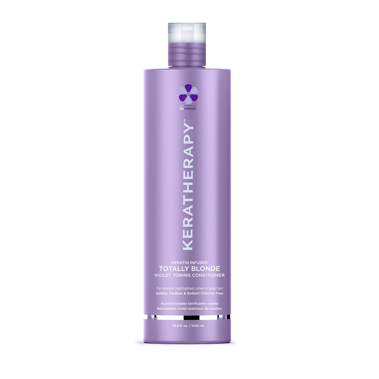 KERATHERAPY Keratin Infused Totally Blonde Violet Toning Conditioner, 33.8 fl. oz., 1000 ml - Keratin Therapy Purple Conditioner for Blonde Hair, Brassy, Silver, Highlighted - Sulfate Paraben Free