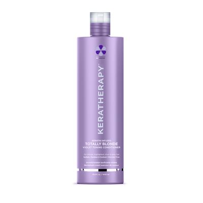 KERATHERAPY Keratin Infused Totally Blonde Violet Toning Conditioner, 33.8 fl. oz., 1000 ml - Keratin Therapy Purple Conditioner for Blonde Hair, Brassy, Silver, Highlighted - Sulfate Paraben Free