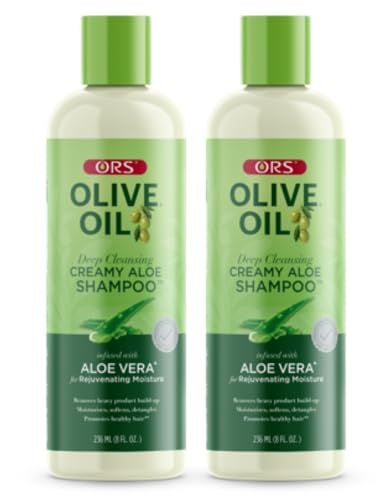 ORS Olive Oil Deep Cleansing Creamy Aloe Shampoo with Aloe Vera 8 Ounces (Pack of 2)