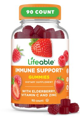 Lifeable Immune Support Gummies for Adult Elderberry Vitamin C and Zinc Great Tasting Elderberry Immune Support Supplement Gummies Immunity Gummies for Adults, Men, Women 90 Gummies