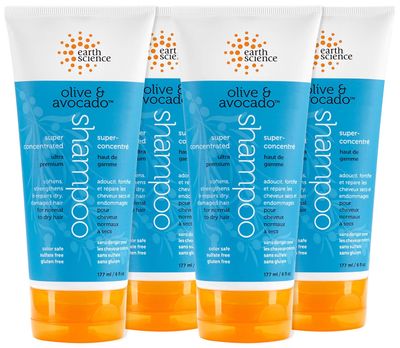 EARTH SCIENCE - Olive Avocado Oil Shampoo: Super Concentrated for Normal to Dry Hair (4pk, 6 oz.)