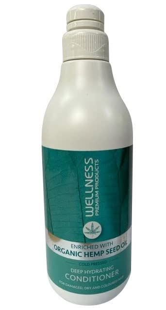 Wellness Premium Hydration Conditioner for All Hair Types Enriched with Organic Cold Pressed Hemp Seed Oil Clean Beauty Ingredients (33.8 Ounce - 1 Liter)