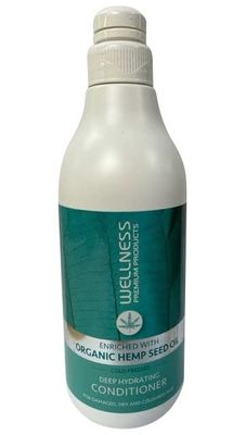 Wellness Premium Hydration Conditioner for All Hair Types Enriched with Organic Cold Pressed Hemp Seed Oil Clean Beauty Ingredients (33.8 Ounce - 1 Liter)