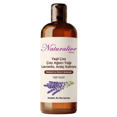 Naturalive Beauty Natural Shampoo For Oily Hair - Hydrate Repair - With Green Tea, Tea Tree Oil, Lavender, and Juniper Tar - Paraben-Free, Sulfate-Free - Natural Ingredients - 500ml 16.9 fl oz