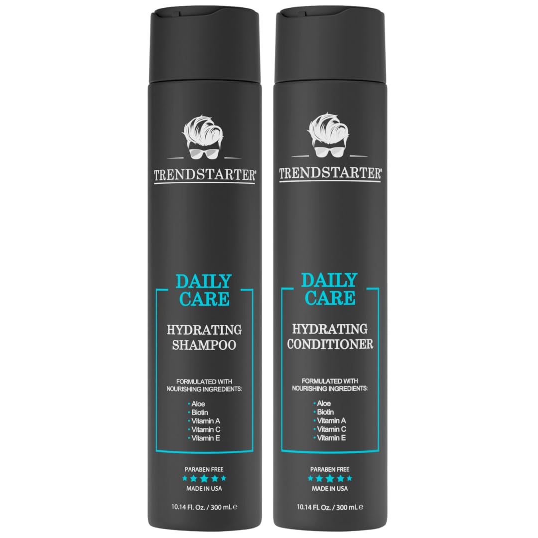 TRENDSTARTER - DAILY CARE - HYDRATING SHAMPOO HYDRATING CONDITIONER Set (10.14 Fl.Oz ea.) - Made with Aloe, Vitamin A, Vitamin C, and Vitamin E for Healthy Hair and Healthy Scalp - Launched 2023