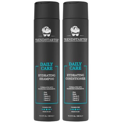 TRENDSTARTER - DAILY CARE - HYDRATING SHAMPOO HYDRATING CONDITIONER Set (10.14 Fl.Oz ea.) - Made with Aloe, Vitamin A, Vitamin C, and Vitamin E for Healthy Hair and Healthy Scalp - Launched 2023
