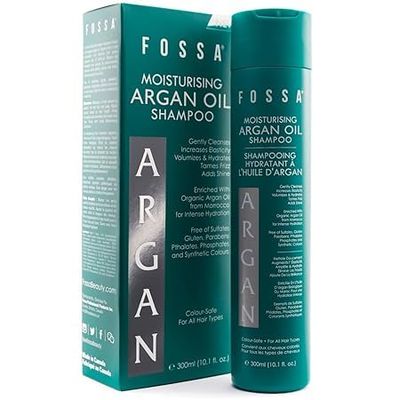 Fossa Beauty Argan Oil Sulfate Free Shampoo Volumizes, Moisturises, Detangles, Repairs Damage Reduces Frizz for Silky Smooth Shine All Hair Types, Colour Safe, Vegan 300ml, 10.1 fl. oz.