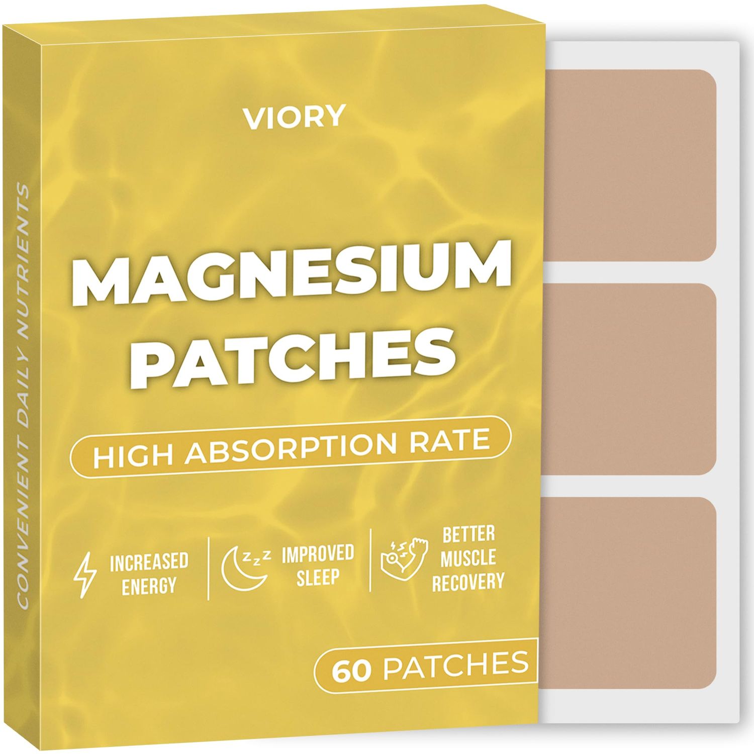 Magnesium Patches (Pack of 60) - 100 Natural Patch for Women and Men - with Calcium - Muscle and Bone Support, Calming - Enhanced Formula