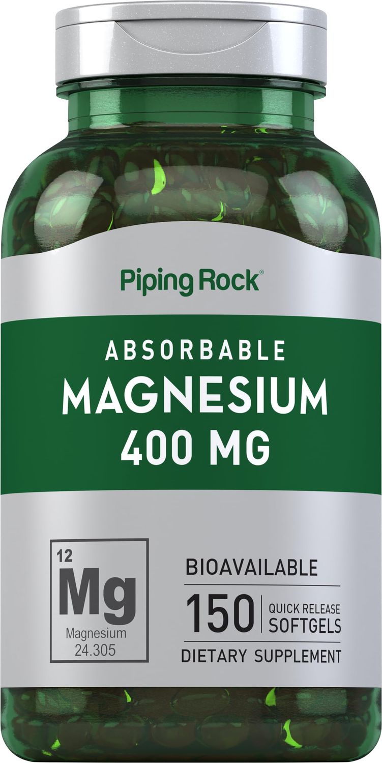 Piping Rock Magnesium 400mg Softgels 150 Count Magnesium Oxide Supplement Non-GMO, Gluten Free