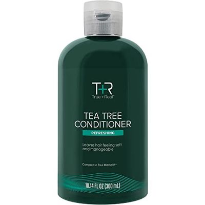 TrueReal Tea Tree Conditioner, Moisturizing Formula, Hydrates, Soothes Scalp, Refreshing Mint Scent, For All Hair Types, 10.14 oz