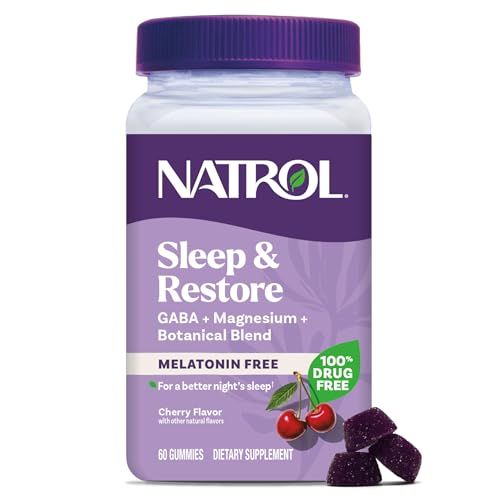 Natrol Sleep Restore Magnesium Glycinate Gummies, Magnesium for Sleep Aids for Adults, Melatonin-Free, Cherry Flavored, 30 Day Supply