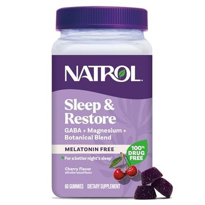 Natrol Sleep Restore Magnesium Glycinate Gummies, Magnesium for Sleep Aids for Adults, Melatonin-Free, Cherry Flavored, 30 Day Supply