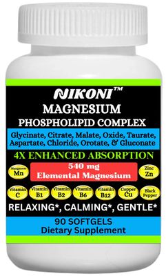Phospholipid Magnesium Complex 2500mg (9 Magnesium Salts, 5 Vitamins 3 Minerals) (90 Softgels)