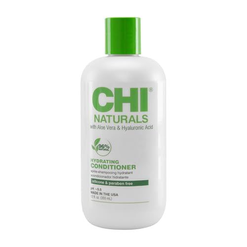 CHI Naturals with Aloe Vera Hydrating Conditioner, Strengthens Hair To Protect Against Split Ends Breakage, Sulfate, Paraben, Cruelty-Free, 12 Oz