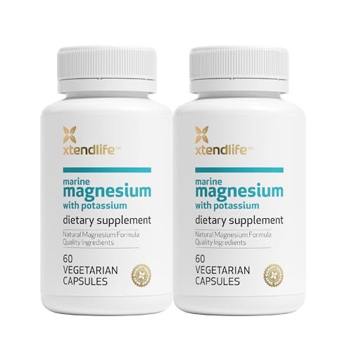 Xtendlife Marine Magnesium with Potassium - Natural Extra Strength Supplement with Over 70 Minerals - for Sleep, Muscle, Heart, and General Health - 60 Day Supply (2 Packs)