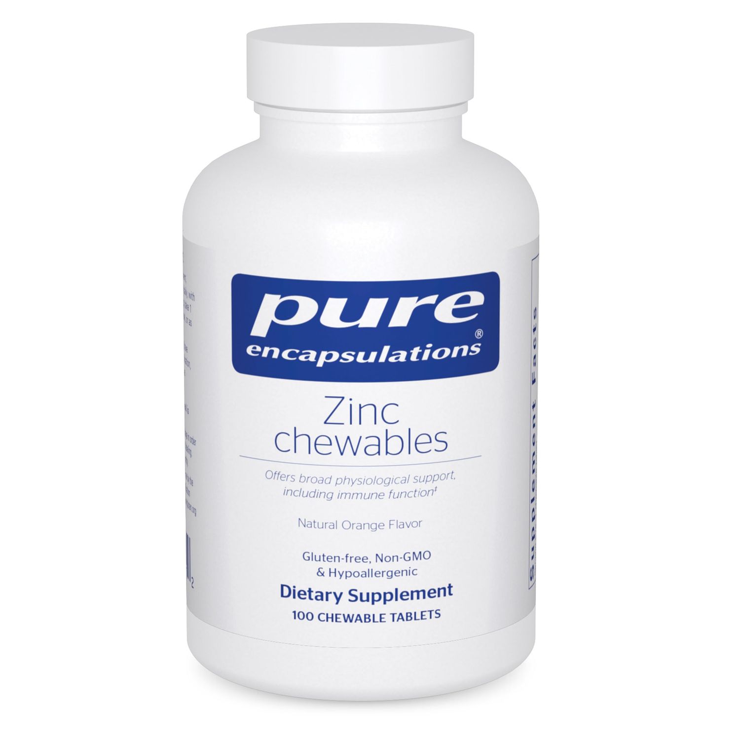 Pure Encapsulations Zinc Chewables Supplement for Immune System Support, Growth and Development, and Wound Healing 100 Chewable Tablets Natural Orange Flavor