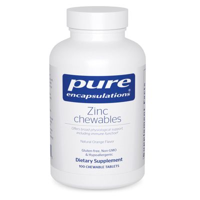 Pure Encapsulations Zinc Chewables Supplement for Immune System Support, Growth and Development, and Wound Healing 100 Chewable Tablets Natural Orange Flavor
