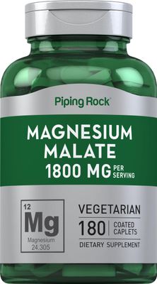 Piping Rock Magnesium Malate 1800 mg 180 Caplets Vegetarian, Non-GMO, Gluten Free Supplement