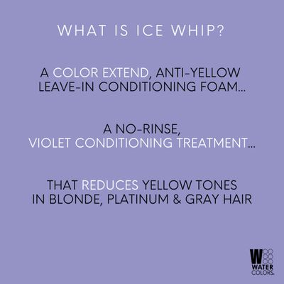 Watercolors Ice Whip Anti-Yellow Leave-In Conditioning Foam Mousse for Blonde, Platinum, Bleached, Silver, Gray, Ash Brassy Hair - Violet Purple 6.5 oz, 2 Count