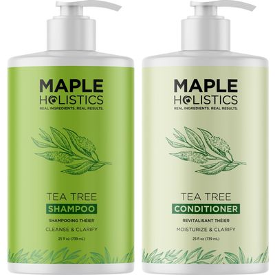 Tea Tree Shampoo and Conditioner Set - Sulfate Free Clarifying Shampoo and Conditioner for Oily Hair Scalp Care with Australian Tea Tree Oil - Complete Dry Scalp Treatment for Build Up (25 Fl Oz)