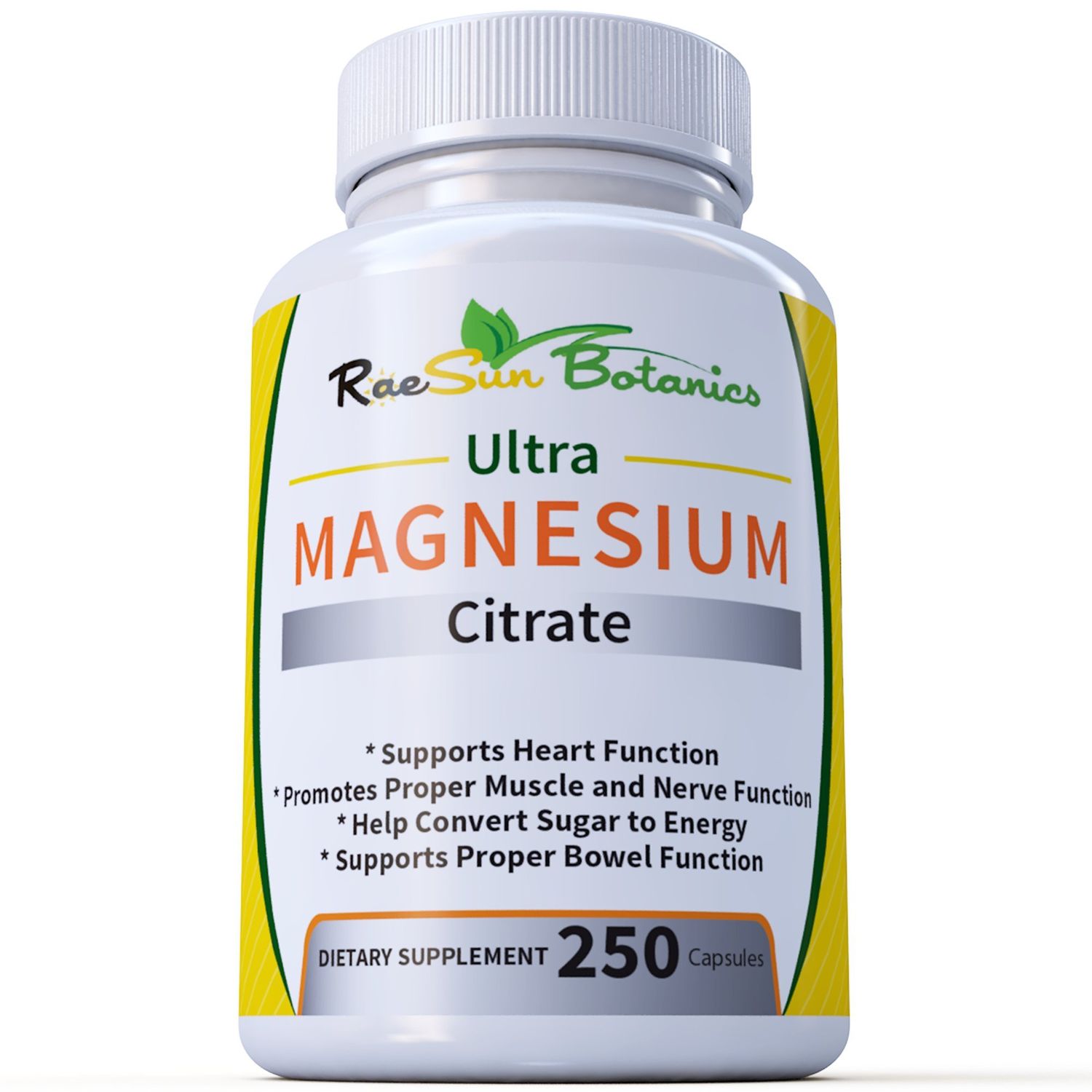 RaeSun Botanics Ultra Magnesium Citrate 250ct Adjustable Dose Formula Easy to Swallow!