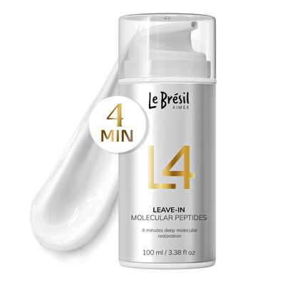 Le Br sil Aim e Leave-In L4 Molecular Peptides Hair Mask - Repairs Dry or Damaged Hair - Deep Molecular Restoration In 4 minutes - 100ml 3.38 Fl Oz
