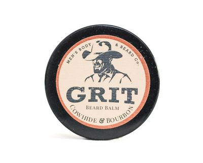 GRIT Beard Balm Cowhide Bourbon (1.6 oz) All Natural Styles, Strengthens Softens Beards Mustaches Moisturizes Skin Leave in Conditioner Wax for Men
