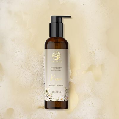 Organity Mushroom Brahmi Hair Growth Therapy - Natural Hair Shampoo for Women Men Anti Hair Loss Shampoo for Dandruff Thinning Herbal Hair Shampoo Conditioner Alternative, 225ml