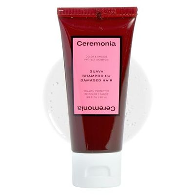 Ceremonia Guava Protect Repair Shampoo with Aloe Vera for Damaged and Color Treated Hair, 1.69 Fl. Oz. 50 Ml.
