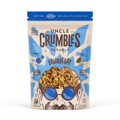 Uncle Crumbles Brainberry Granola, Gluten-Free, Non-GMO Project Verified, Kosher, 16g of Whole Grains Per Serving, Blueberry, 11 oz