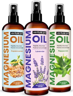 Venture Pal 100 Pure Magnesium Oil Spray with Lavender, Fast Absorption, Less Sting, Ultra-Soothing for Sleep Muscle Relaxation, Seven (Big 8 oz) Minerals