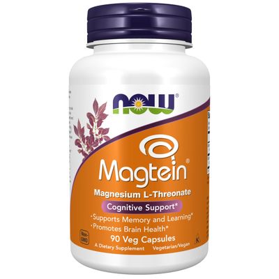 NOW Foods Supplements, Magtein with patented form of Magnesium (Mg), Cognitive Support, 90 Veg Capsules