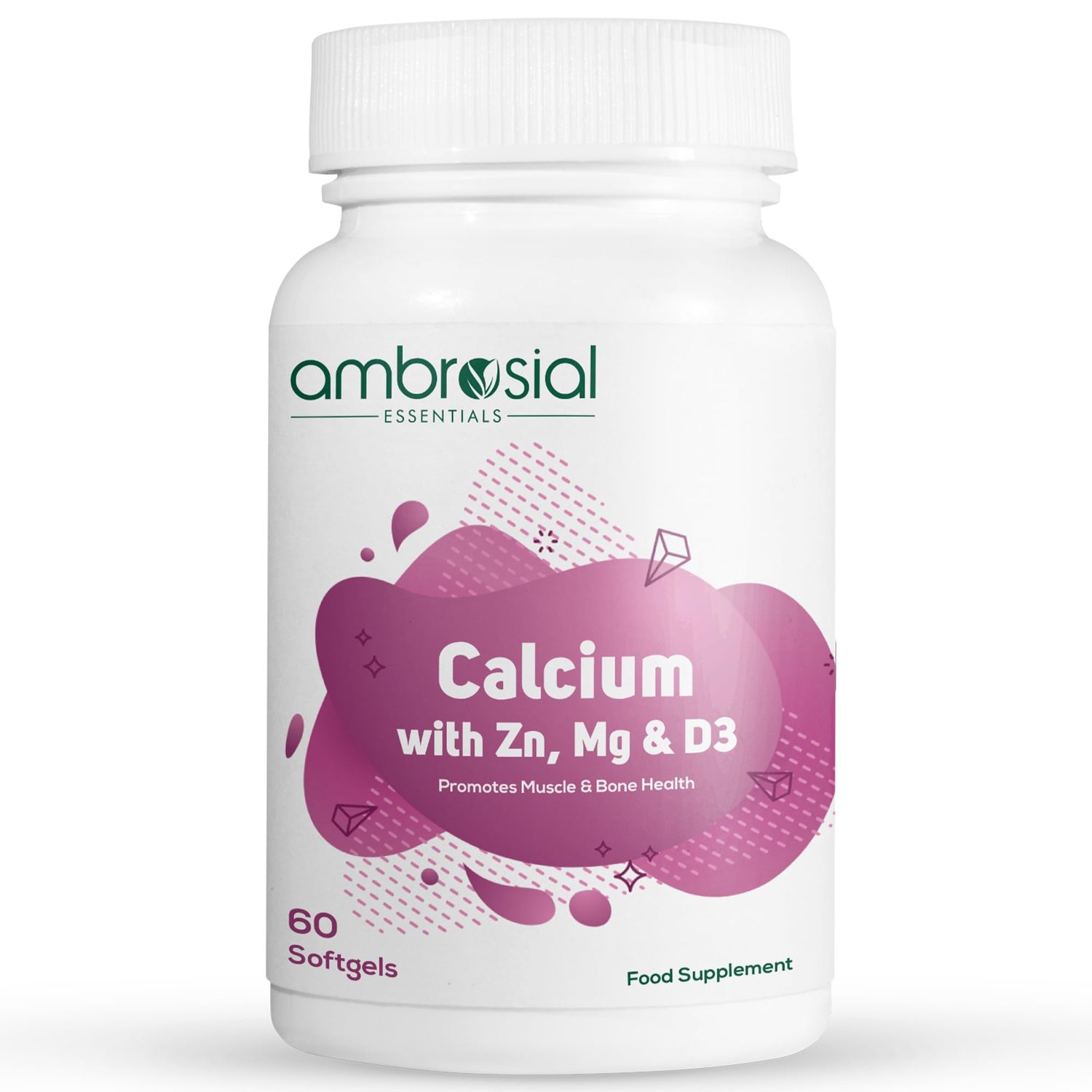 AMBROSIAL Calcium Magnesium Zinc with Vitamin D3 Pack of 1-60 Capsules