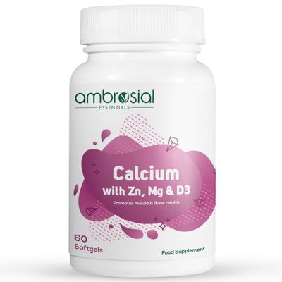AMBROSIAL Calcium Magnesium Zinc with Vitamin D3 Pack of 1-60 Capsules