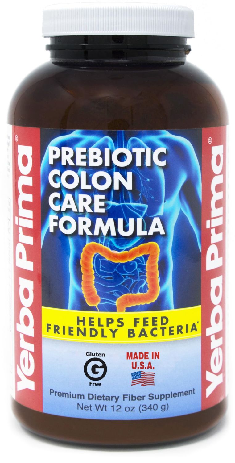 Yerba Prima Prebiotic Colon Care Formula Powder 12 oz - Natural Psyllium Fiber, FOS, Magnesium, Selenium - Non-GMO, Gluten Free, Vegan Daily Supplement for Men Women