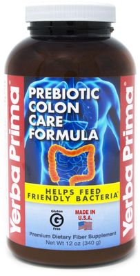Yerba Prima Prebiotic Colon Care Formula Powder 12 oz - Natural Psyllium Fiber, FOS, Magnesium, Selenium - Non-GMO, Gluten Free, Vegan Daily Supplement for Men Women
