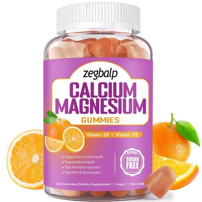 Sugar Free Calcium Magnesium Gummies with Vitamin D3 K2 for Women Men Kids Chewable Calcium Citrate Gummies with Magnesium Glycinate Supplements for Bone, Muscles Energy Support