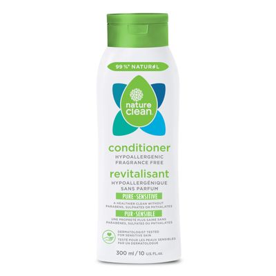 Nature Clean All-natural Sulfate-free Conditioner For Women Men. 99.9 Natural Ingredients Non-Toxic Fragrance-Free Hypoallergenic Unscented. Gentle Color Safe For Color-Treated Hair 10 oz 300ml