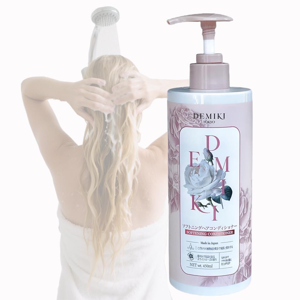 DEMIKI Japanese Conditioner for Women. Organic Rose Scent, Repair Hydrate for Damaged, Anti-Dandruff Conditioner for Men, Cruelty-Free, Paraben Sulfate-Free Hair Care, 16oz