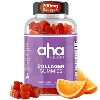 Aha Wellness Collagen Gummies, Hair, Skin, Nails Collagen Support Supplement, 200mg of Collagen Peptides, Collagen for Women Men, Colageno, Vitamin C, Vitamin E, Zinc, Non-GMO, 30 Servings