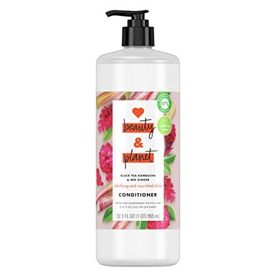 Love Beauty And Planet Silicone Free Conditioner Detox and Nourishment Black Tea Kombucha Red Ginger Hair Care for Soft Shiny Hair, Floral, 32 Fl Oz