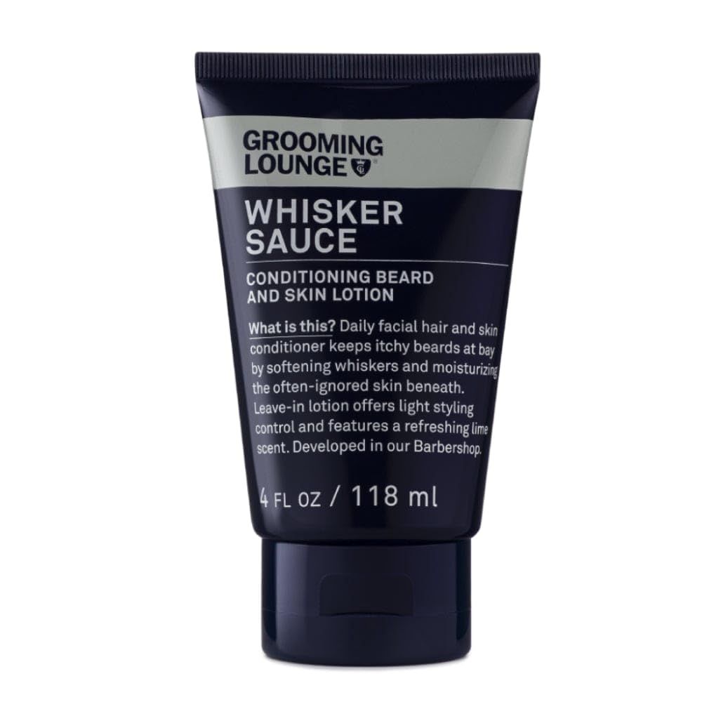 Grooming Lounge Whisker Sauce Beard Conditioner - Conditioning Beard and Skin Lotion - Eliminates Itching and Flaking - Enables Easy Combing and Styling - No Parabens - Cruelty Free - 4 oz