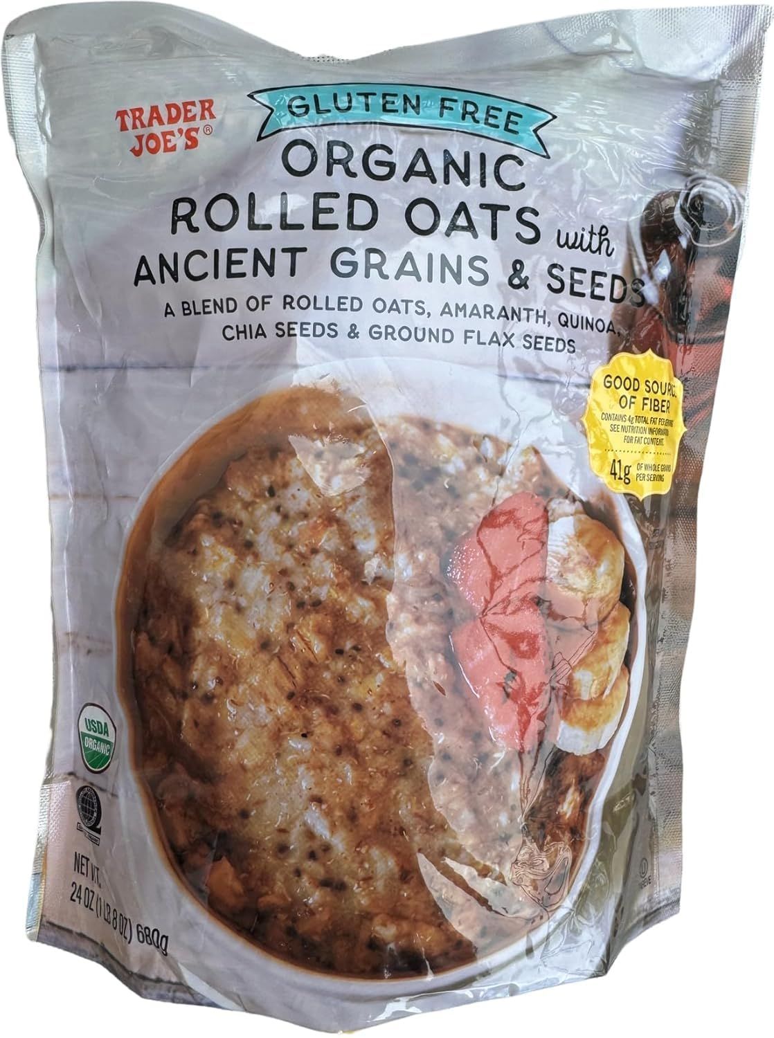Trader Joe&#39;s Organic Rolled Oats with Ancient Grains and Seeds, Gluten Free (24 oz)