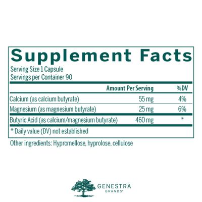 Genestra Brands Butyrate Complex Butyric Acid from CalciumMagnesium Butyrate 90 Capsules