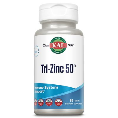 KAL Tri Zinc 50mg wZinc Citrate, Zinc Amino Acid Chelate and Zinc Picolinate, Healthy Metabolism and Immune Support Supplement, Vegan, Gluten Free, Non-GMO, 60-Day Guarantee, 90 Servings, 90 Tablets
