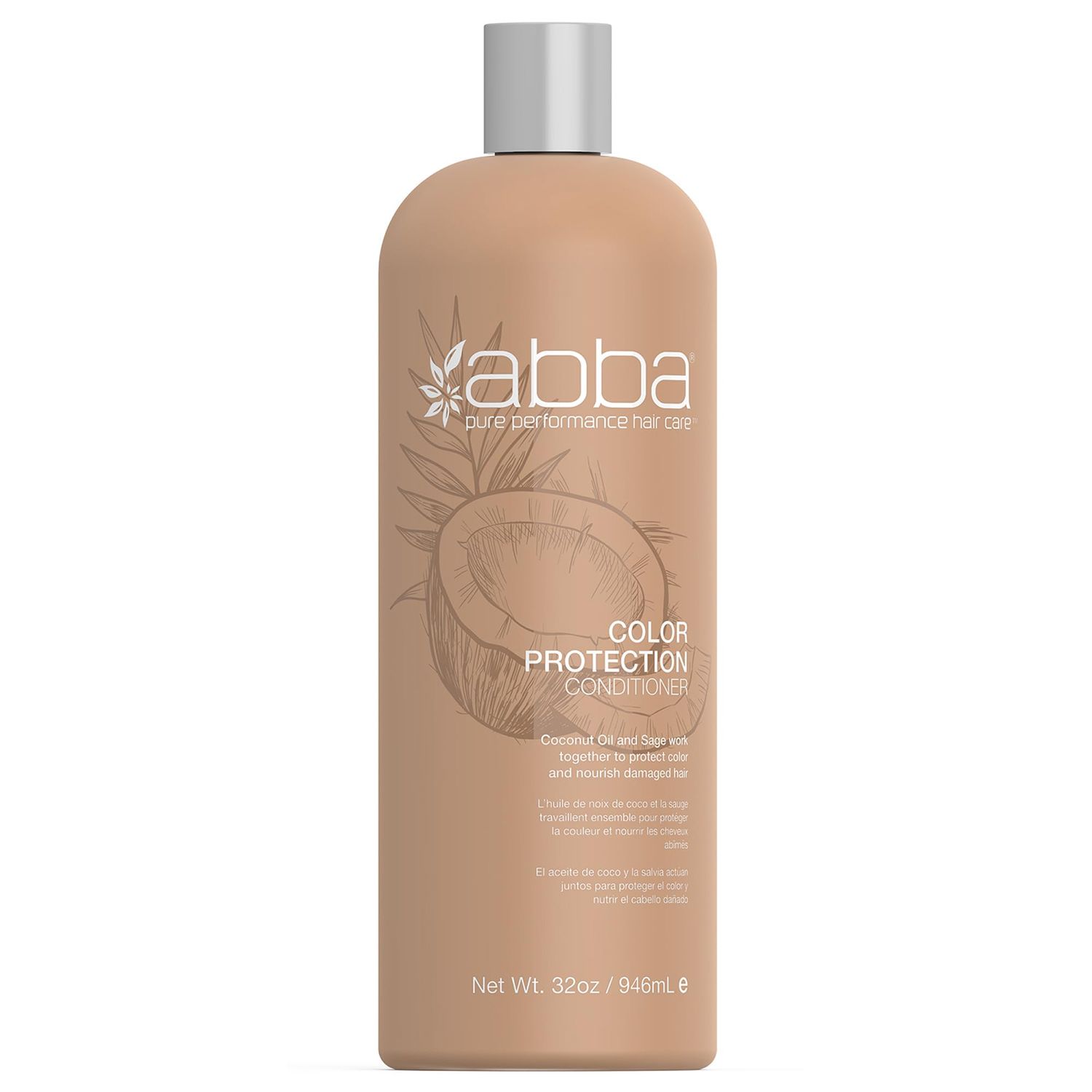 ABBA Color Protection Conditioner, Coconut Oil Sage, 32 Fl Oz