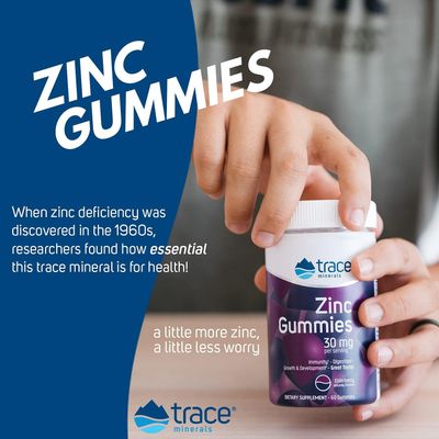 Trace Minerals Zinc Gummies - Chewable Zinc Supplement with Elderberry - Supports Immune System Health - Supplement to Aid Healthy Digestion Development - Elderberry, 60 Gummies (30 Servings)