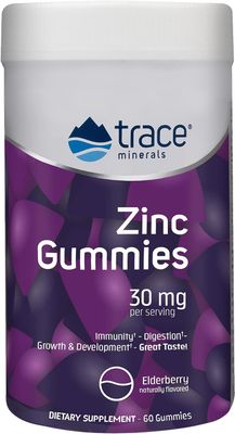 Trace Minerals Zinc Gummies - Chewable Zinc Supplement with Elderberry - Supports Immune System Health - Supplement to Aid Healthy Digestion Development - Elderberry, 60 Gummies (30 Servings)