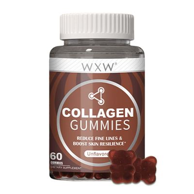 WXW Hydrolyzed Collagen Peptides Gummies for Women, Non-GMO Anti-Aging Formula with Biotin, Zinc, Vitamins C E for Hair, Skin and Nails 60ct,Vanilla Unflavored