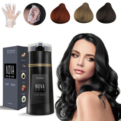 Nova Hair Dye Shampoo,Nova Hair Instant Dye Shampoo,Nova Hair Dye Shampoo 3 in 1, for Men Women (Black)